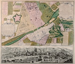 Mapa Florencji z widokiem perspektywicznym, 1750